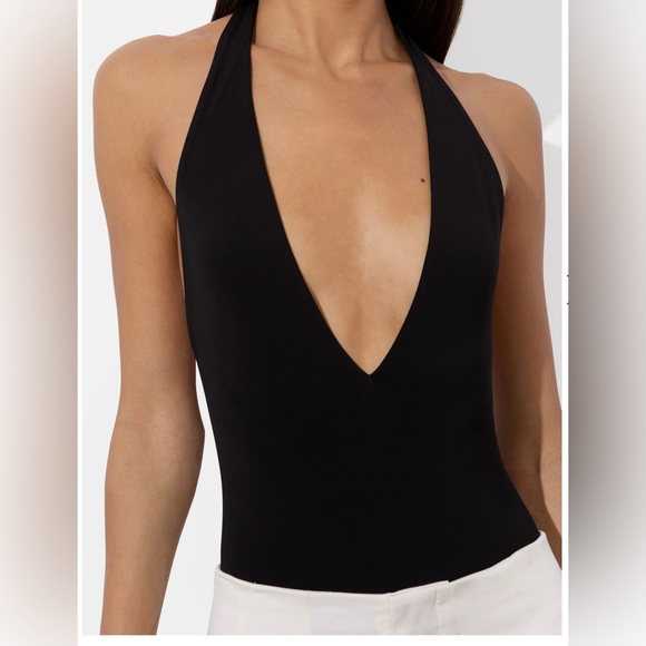 Alice + Olivia Pippa Halter Bodysuit, Black - Picture 4 of 14